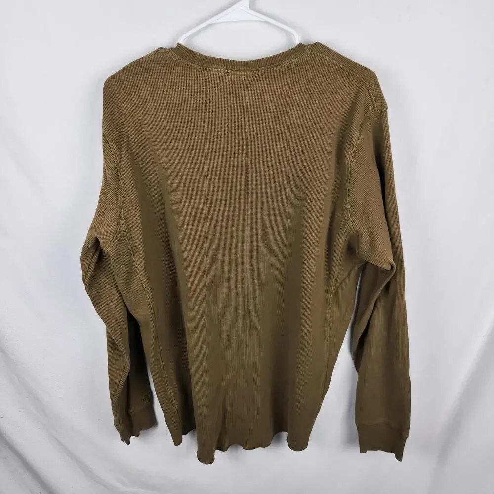 The North Face Shirt Mens XL Brown Thermal Waffle Knit Crew Long Sleeve Top